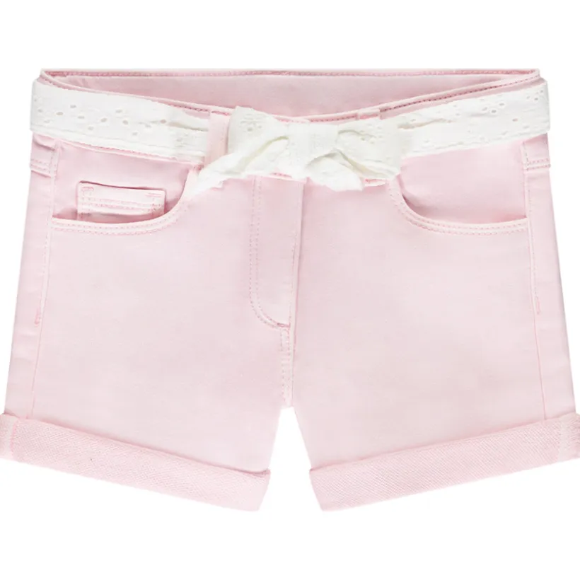 Short effet jean avec ceinture en broderie anglaise pour fille