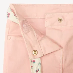 Short en denim avec broderie fruit + ceinture à nouer pour bébé fille