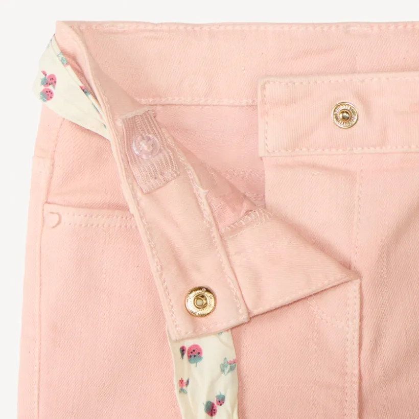 Short en denim avec broderie fruit + ceinture à nouer pour bébé fille