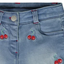 Short en denim avec broderies cerises pour bébé fille