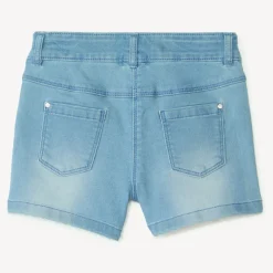 Short en denim effet délavé pour fille