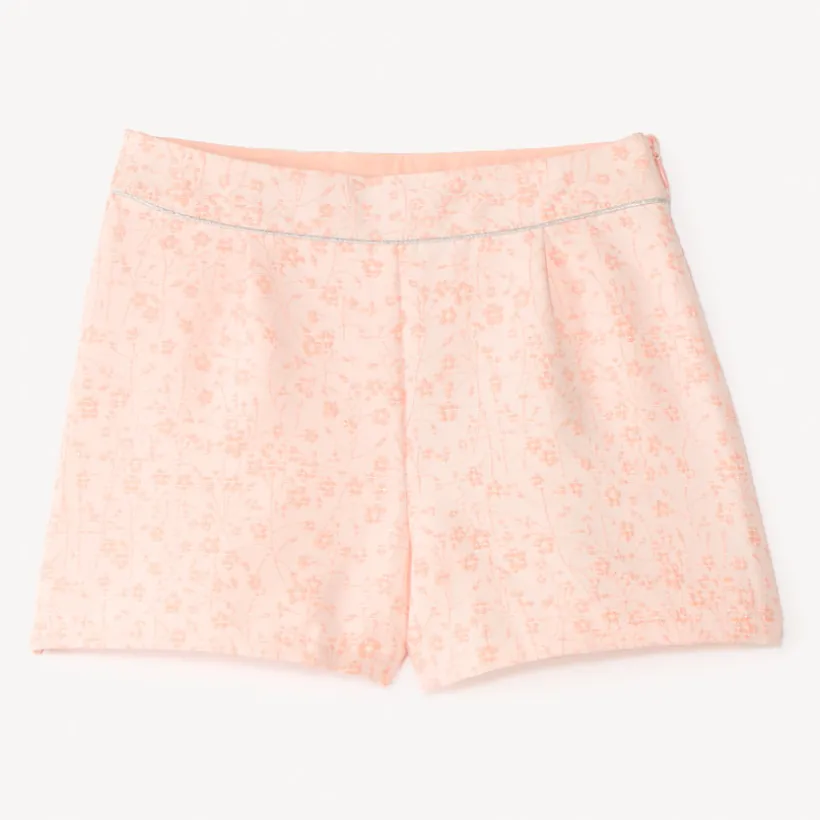 Short en jacquard motifs fleuris pour fille