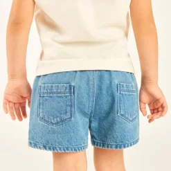 Short en jean avec broderie fleurs pour bébé fille