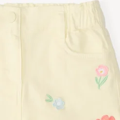 Short en jean avec broderies fleuries pour fille
