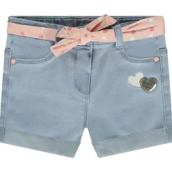 Short en jean avec ceinture à nouer et sequins pour bébé fille