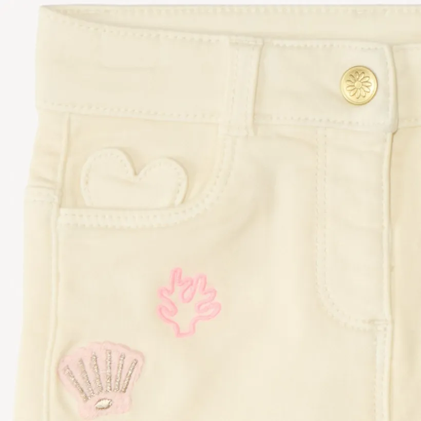 Short en jean broderie fantaisie pour bébé fille