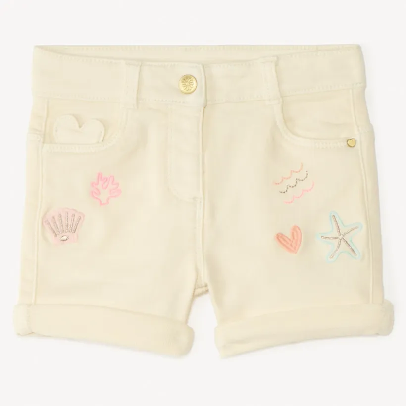 Short en jean broderie fantaisie pour bébé fille