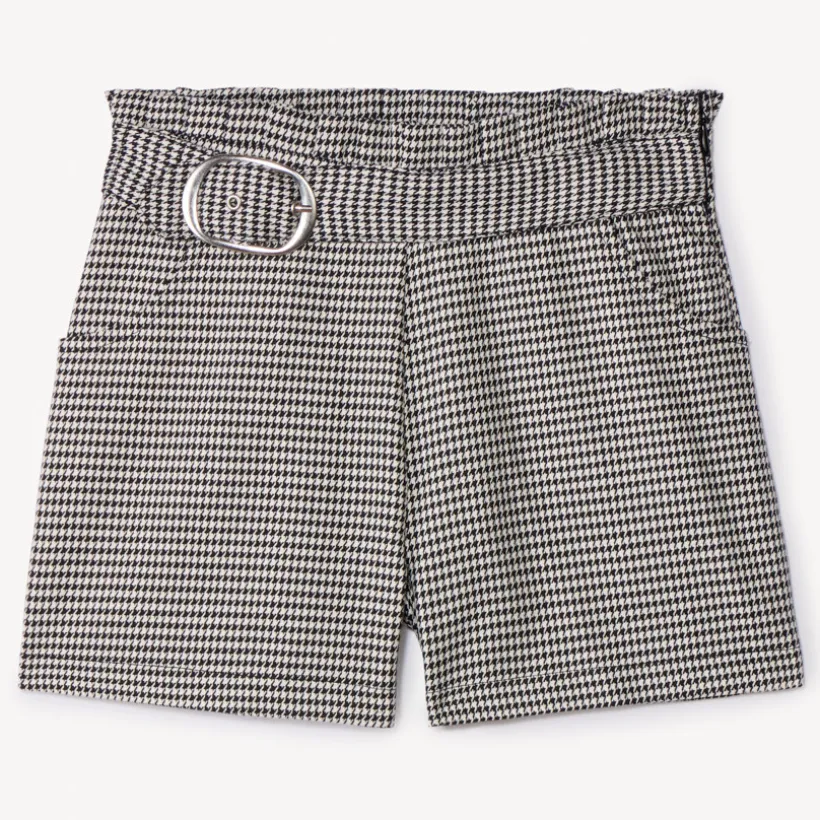 Short en pied de poule pour fille