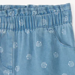 Short en sergé imprimé fantaisie pour bébé fille