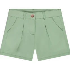 Short en sergé uni effet pinces pour fille
