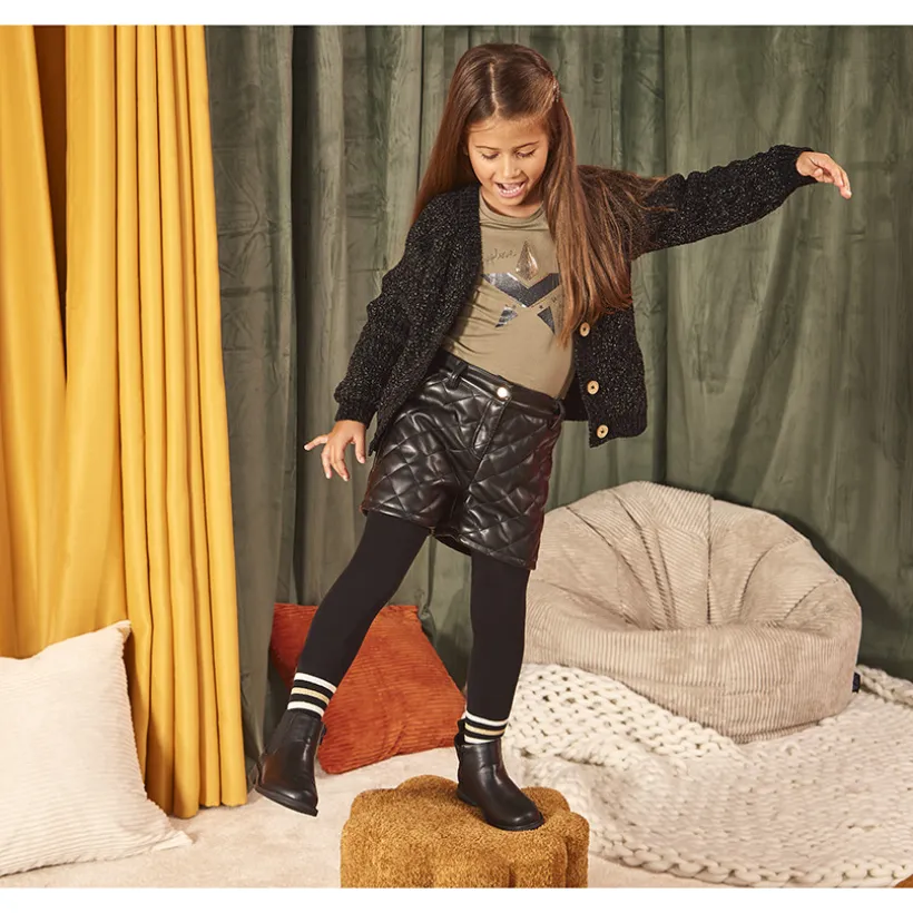 Short en similicuir effet matelassé pour fille