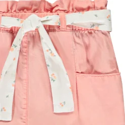 Short en toile avec ceinture à nouer pour bébé fille