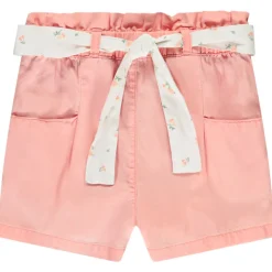 Short en toile avec ceinture à nouer pour bébé fille
