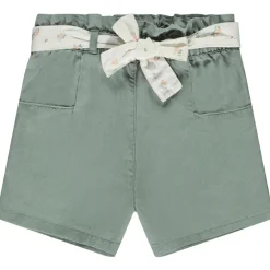 Short en toile avec ceinture à nouer pour bébé fille