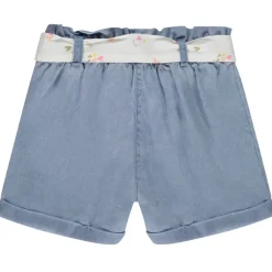 Short en toile avec ceinture à nouer pour bébé fille