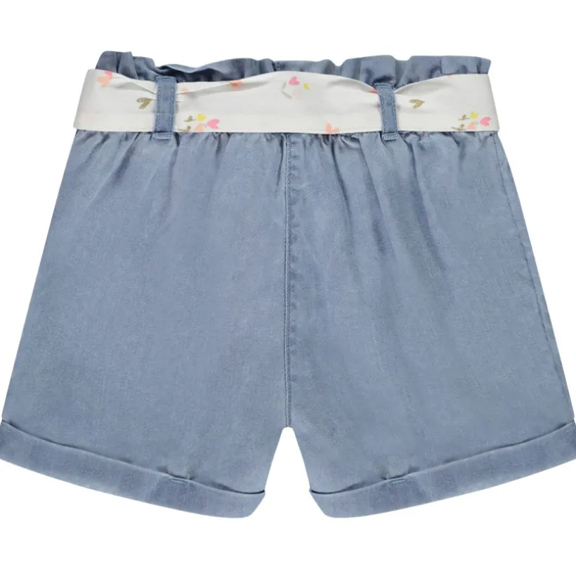 Short en toile avec ceinture à nouer pour bébé fille