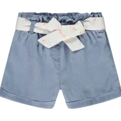 Short en toile avec ceinture à nouer pour bébé fille