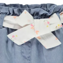 Short en toile avec ceinture à nouer pour bébé fille