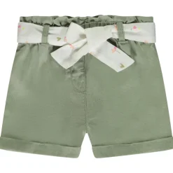 Short en toile avec ceinture à nouer pour bébé fille