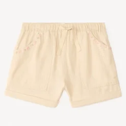 Short en toile broderie cœur pour bébé fille