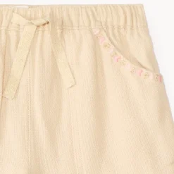 Short en toile broderie cœur pour bébé fille