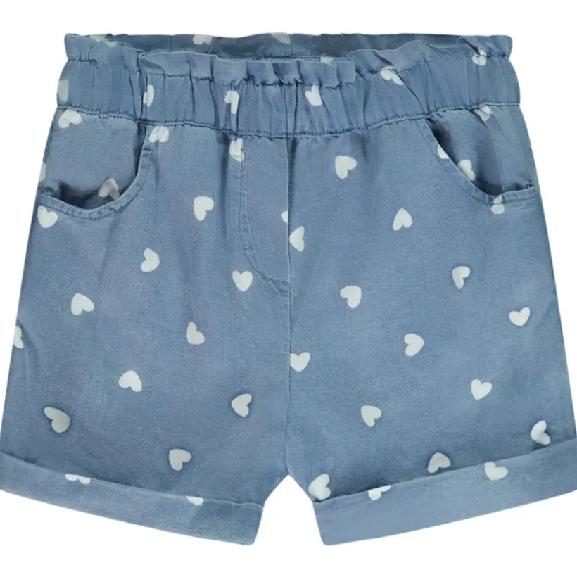 Short en toile imprimé cœurs pour bébé fille