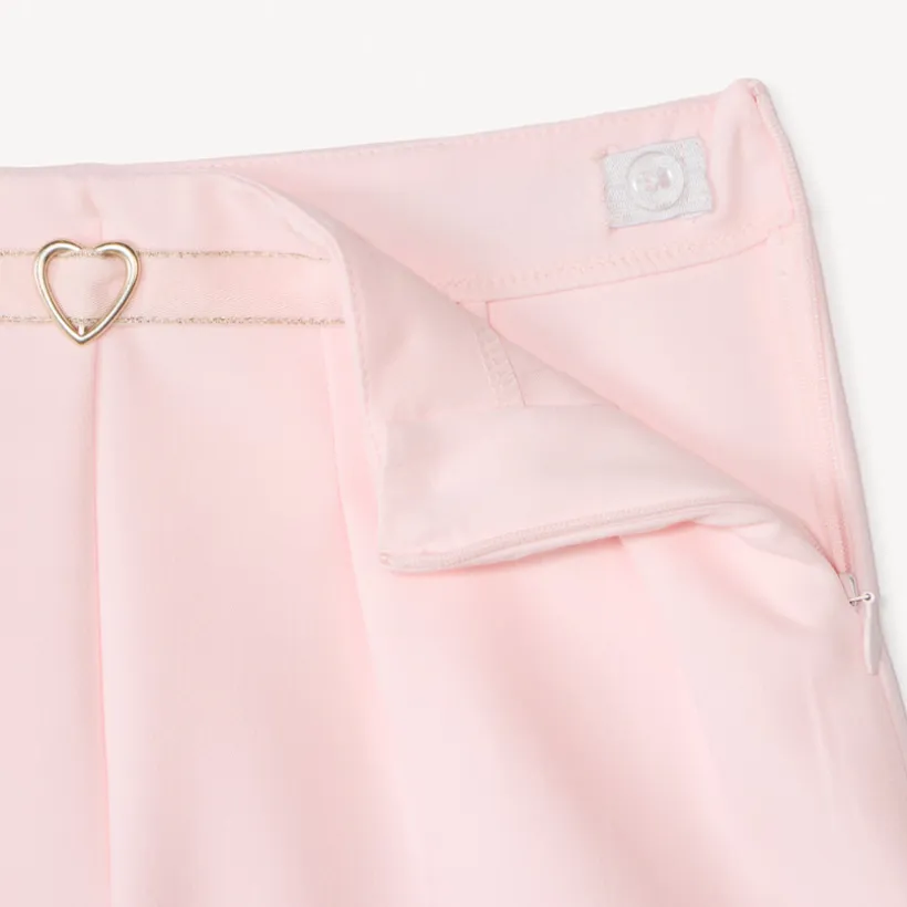 Short en twill uni avec ceinture en tissu pour fille