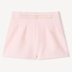 Short en twill uni avec ceinture en tissu pour fille