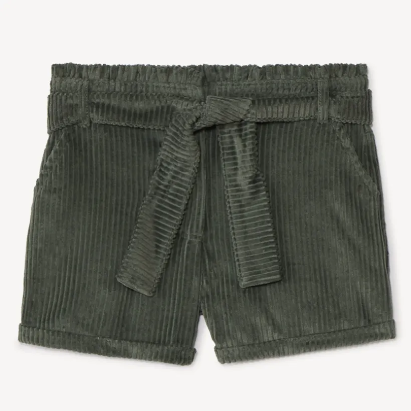 Short en velours côtelé + ceinture à nouer pour fille