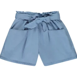 Short taille haute en twill avec ceinture à nouer pour fille