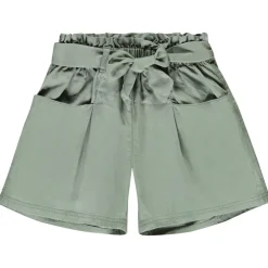 Short taille haute en twill avec ceinture à nouer pour fille