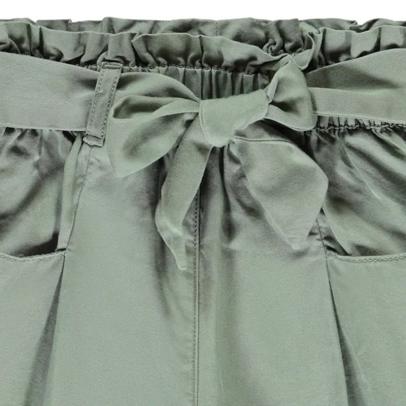 Short taille haute en twill avec ceinture à nouer pour fille