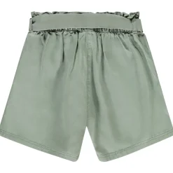 Short taille haute en twill avec ceinture à nouer pour fille