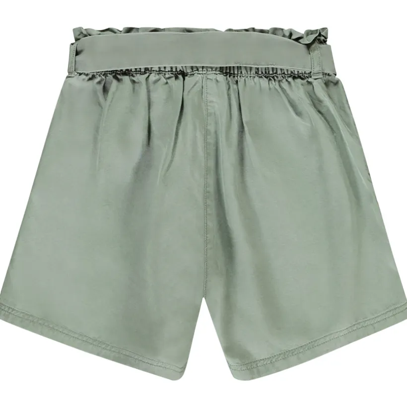 Short taille haute en twill avec ceinture à nouer pour fille