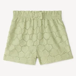Short uni en broderie anglaise et nœud fantaisie pour bébé fille