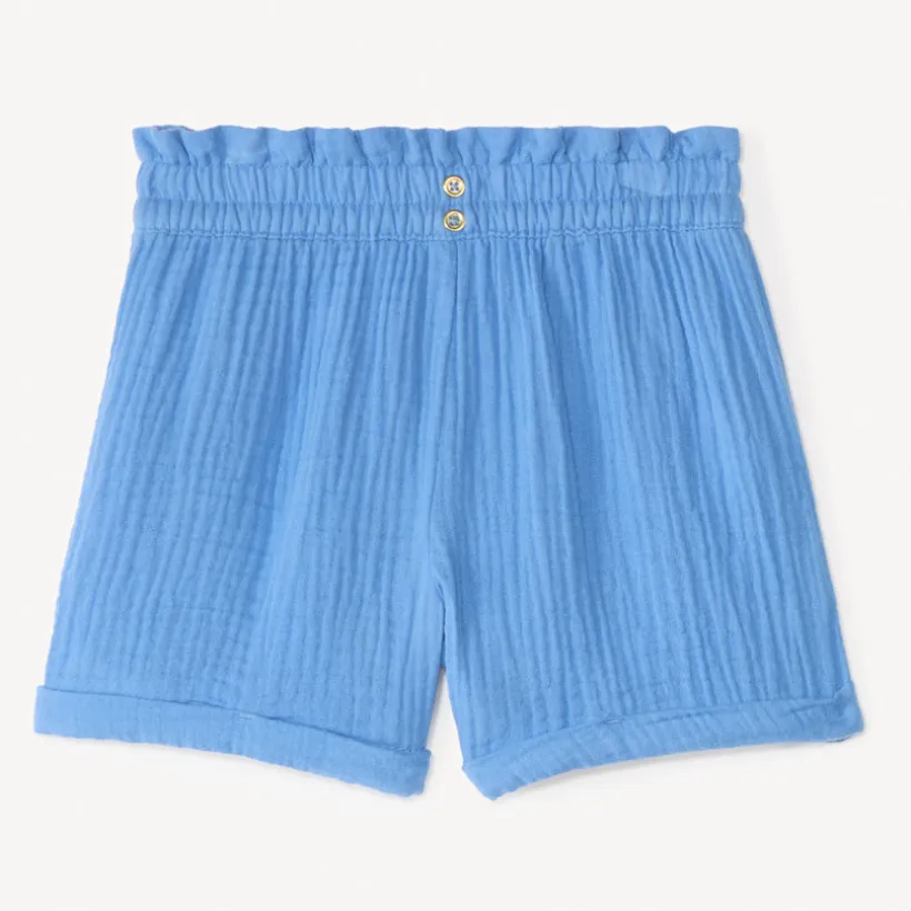 Short uni en double gaze pour fille