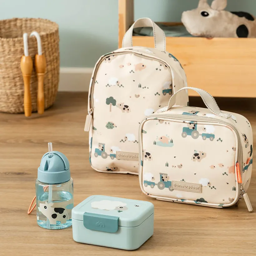 Snackbox avec piques snack Tiny Farm Bleu