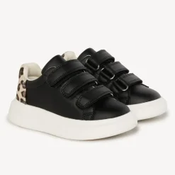 Sneakers scratchées à empiècement léopard pour fille