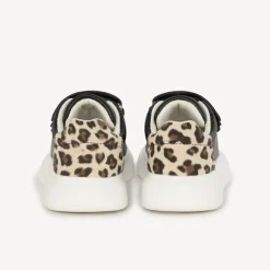 Sneakers scratchées à empiècement léopard pour fille
