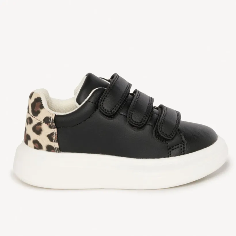 Sneakers scratchées à empiècement léopard pour fille