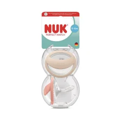 SUCETTE SILICONE LOT DE 2 PERFECT MATCH 0-6M BEIGE/ROUGE