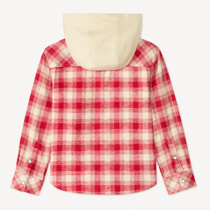 Surchemise à carreaux avec capuche pour fille
