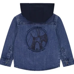 Surchemise en denim brodé et capuche amovible pour garçon