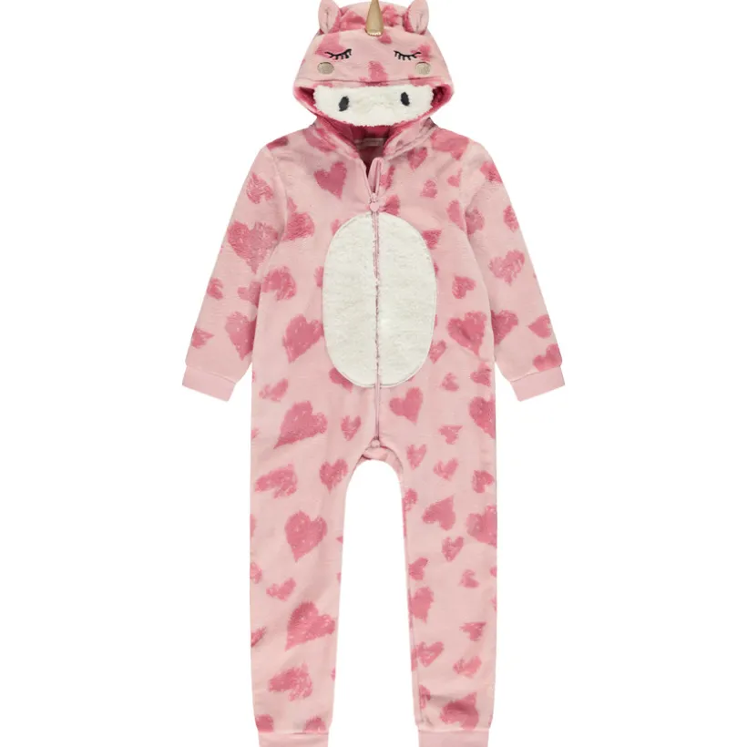 Surpyjama en sherpa avec capuche licorne et imprimé pour fille