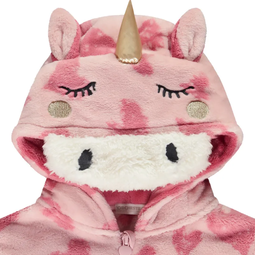 Surpyjama en sherpa avec capuche licorne et imprimé pour fille