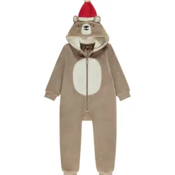 Surpyjama en sherpa ours avec bonnet de Noël pour garçon