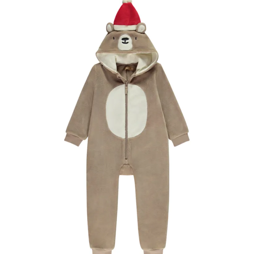 Surpyjama en sherpa ours avec bonnet de Noël pour garçon