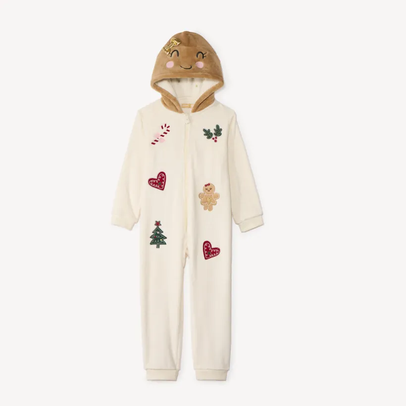 Surpyjama ludique de Noël en sherpa pour fille