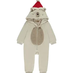 Surpyjama ourson ludique à capuche bonnet de Noël pour bébé garçon