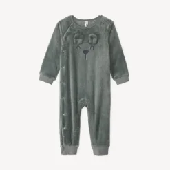 Surpyjama uni en sherpa avec ourson ludique pour bébé